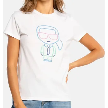 Dámské tričko Dámské bílé triko Karl Lagerfeld - Velikost XS, Barva Bílá 55480 215W1710
