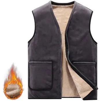 Pánská softshellová bunda Pánská rybářská vesta na zimu se zipem a fleecem Barva: Šedá, Velikost: 2XL