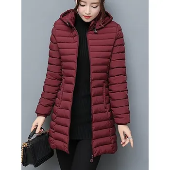 Dámský kabát Dámský zimní prošívaný kabátek s kapucí Barva: Vínová, Velikost: 6XL