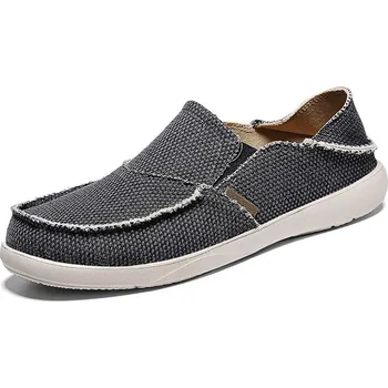 Pánské mokasíny Letní plátěné boty pánské pohodlné džínové loafers Barva: Černá, Velikost: 47