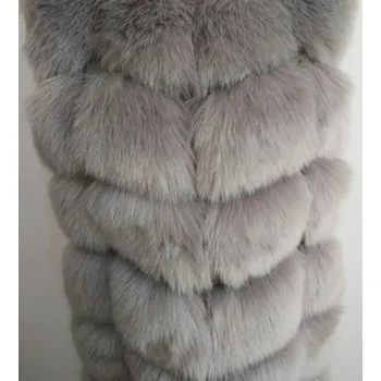 Dámská vesta Luxusní kožich dlouhá kožešinová vesta s prošíváním Barva: Šedá, Velikost: 4XL