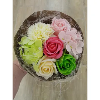 umělá květina RV studio Louny s.r.o. Mýdlová kytice mix 7 květů - 1ks Barva: Růžová