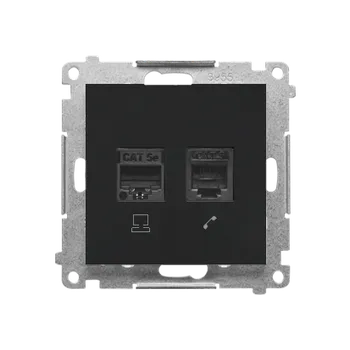 Elektrická zásuvka SIMON T5F.01/149 Zásuvka datová RJ45 kat. 5e + telefonní RJ12 (přístroj s krytem) bílá