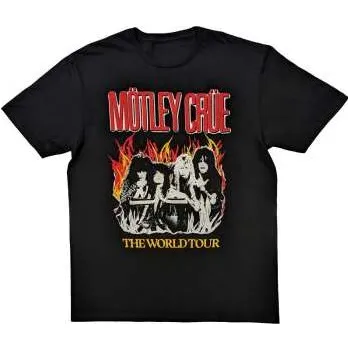 Pánské tričko Merch Mötley Crüe: Motley Crue Unisex T-shirt: Vintage World Tour Flames (large) L