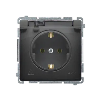 Elektrická zásuvka SIMON BMGSZ1BZ.01/49A Zásuvka jednonásobná typu Schuko IP44 (strojek s krytem) s clonkami, 16 A, 250