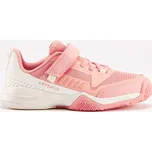 ARTENGO Dětské tenisové boty na suchý zip TS 500 Fast Pinkfire 30 BÍLÁ|RŮŽOVÁ