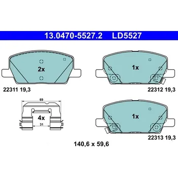 Brzdová destička Sada brzdových destiček, kotoučová brzda ATE 13.0470-5527.2