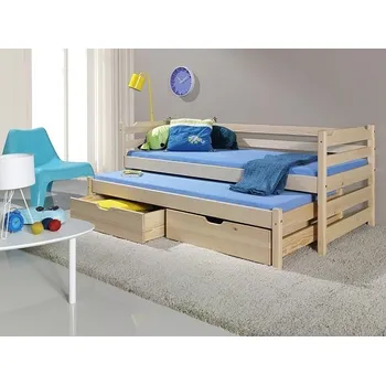 MebloBed Rozkládací postel Martin s úložným prostorem 90x200 cm (Š 97 cm, D 208 cm, V 77 cm), Bílý akryl, Grafitový akryl, 1 ks matrace do přistýlky