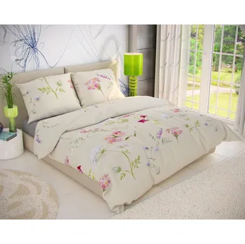 Povlečení Kvalitex Francouzské bavlněné povlečení NORDIC COLLECTION Botanica smetanová Bavlna, 220/200 cm