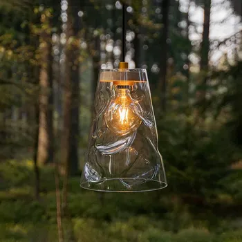 Your Design Designové skleněné svítidlo Element Natural Dřevodekor: Bílý, Sklo: Čiré, Barva objímky: Černá EL-N-E27/CCB