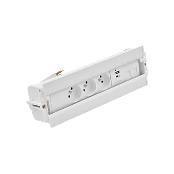 Elektrická zásuvka SIMON 48630E30BK00000-33 Mediaport Spinner: 3x 250 V typ E + USB A-C nabíječka + 2x RJ45, kabelový k