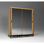 ARK Šatní skříň OSKAR, Dub Votan/Černá 200 cm