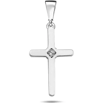 Přívěsek Lillian Vassago Přívěsek křížek se zirkonem z bílého zlata LLV98-GP081W