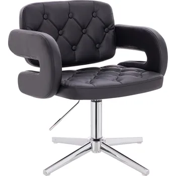 Otočné křeslo ekokůže Ardal na stříbrném kříži - černé