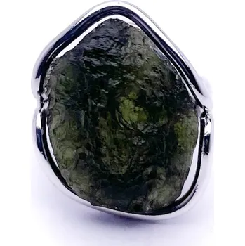 Prsten Masivní stříbrný prsten s vltavínem