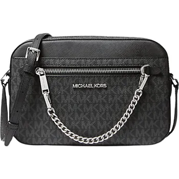 Kabelka MICHAEL KORS dámská kabelka,crossbody Jet Set černá logová s řetízkem