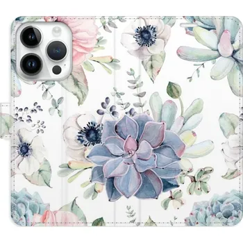 Pouzdro na mobilní telefon Flipové pouzdro iSaprio - Succulents - iPhone 15 Pro