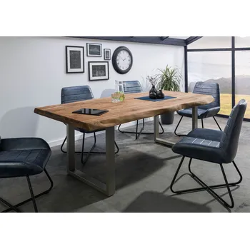 Jídelní stůl Stůl Palisandr 180x90x77 přírodní mořený / U-nohy stříbrný mat METALL 5