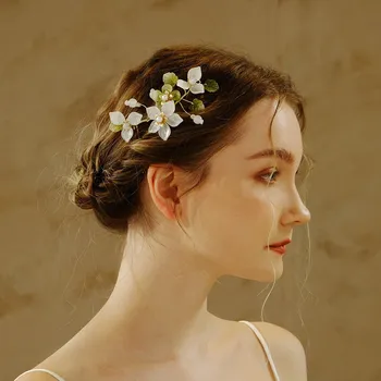 Ozdoba do vlasů B-TOP Hřeben do vlasů se zelenými květy