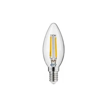Žárovka GTV LED SVĚTELNÝ ZDROJ, FILAMENT, A-G, C35, 3000K, E14, 4,0W, AC220-240V, 360°, 420lm, 44mA