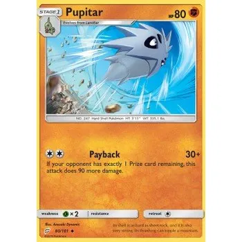 Volný čas Pokémon TEU 080/181 Pupitar - Team Up Stav: Excellent, Verze: NORMAL
