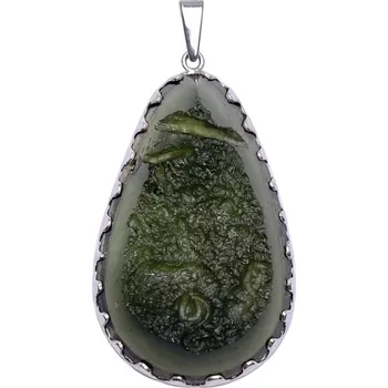 Přívěsek Stříbrný přívěsek s vltavínem 4,2cm. x 2,6cm.