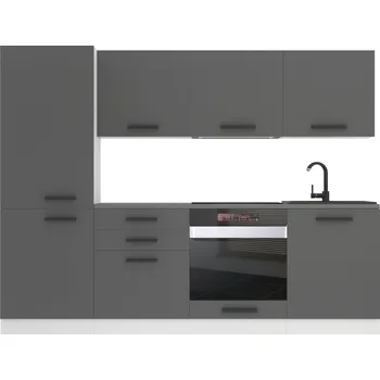 Kuchyňská linka Kuchyňská linka Belini Premium Full Version 240 cm šedý mat s pracovní deskou SANDY TOR SANDY/0/WT/SR/B/B1