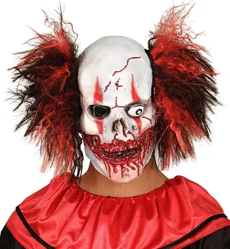 Karnevalová maska Widmann Latexová halloweenská klaunská krvavá lebka s červenými vlasy