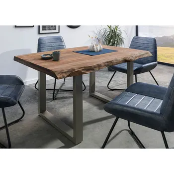 Jídelní stůl Stůl Palisandr 160x90x77 šedě mořený / U-nohy stříbrně matné METALL 5