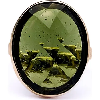 Prsten Zlatý prsten s broušeným vltavínem 2000090610002