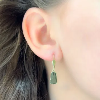 Náušnice Zlaté náušnice s vltavíny 1,2 cm x 0,8 cm