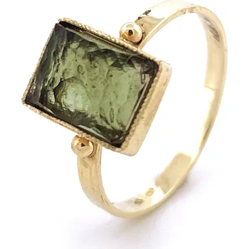 Prsten Zlatý prsten s vltavínem 2,21 g