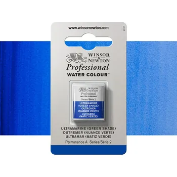 Vodová barva Akvarelová barva Winsor & Newton Professional, půlpánvička - Ultramarine (Green Shade)