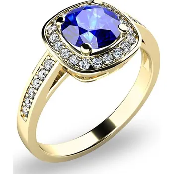 Oblečení a móda Dámský prsten žluté zlato 585/1000 přírodní diamant 0.90 ct G/SI tanzanitem a brilianty tanzanit 10766-ZL-TAN velikost 54