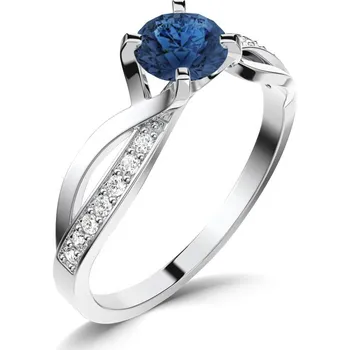 Oblečení a móda Dámský prsten bílé zlato 585/1000 přírodní diamant 0.50 ct G/SI safír a brilianty 140002-B-SAF velikost 45