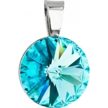 Stříbrný přívěsek s krystaly Swarovski modrý kulatý-rivoli 34112.3 light turquoise