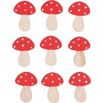 Vánoční dekorace ANDĚL Dřevěné hříbky s lepíkem 4 cm, 24 ks