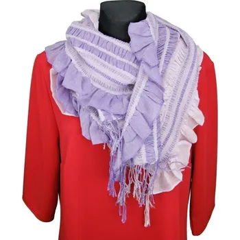 Šála Dámský šál fialový s volánky (Dámská šála elastická)