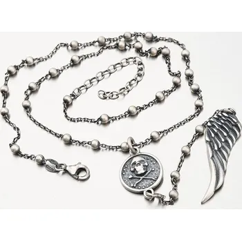 Náhrdelník Náhrdelník stříbro 925 lebkou a křídlem N1700741-0532-SLX délka 40 cm