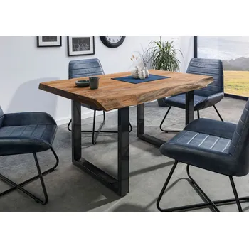 Jídelní stůl Jídelní stůl Palisandr 160x90x77 přírodní mořený / U-nohy antracit lesklý METALL 5