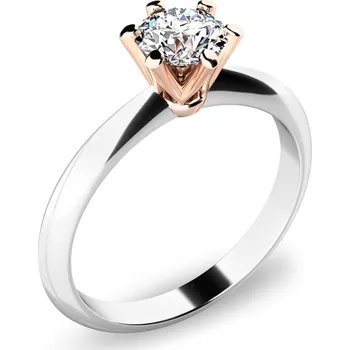 Prsten Dámský prsten bílé zlato 585/1000 přírodní diamant 0.410 ct G/SI v růžové korunce 140016D-BCV velikost 55