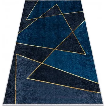 Koberec Makro Abra Kusový koberec pratelný MIRO 52097.801 Geometrický protiskluzový modrý Rozměr: 120x170 cm