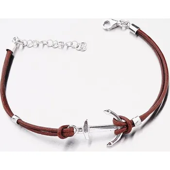 Náramek Dámský náramek stříbro 925 kotvou v hnědé barvě B1502302-0940-SLX délka 19 cm