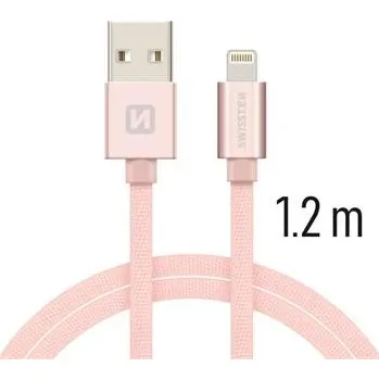 Kabel Swissten Datový Kabel Textile Usb / Lightning 1,2 M Růžovo/Zlatý