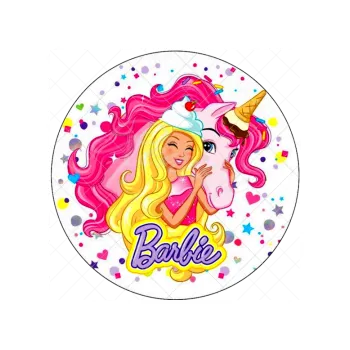 Jedlá dekorace na dort BARBIE a jednorožec, VARIANTA Jedlý papír 1762