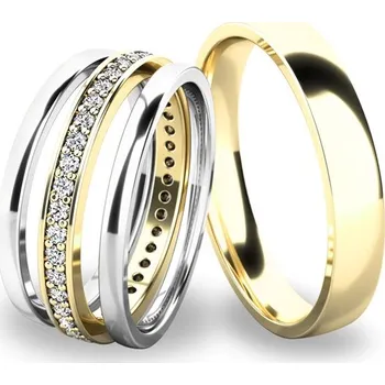 Prsten Snubní prsteny žluté zlato 585 zirkon 0.380 ct G/SI set snubních SP-61044-SET04