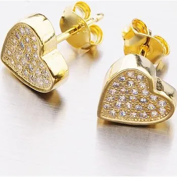 Šperk Dámské náušnice stříbro 925 zirkon zlacené ve tvaru srdce E-S1803482-1905-SLX