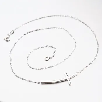 Náhrdelník Dámský náhrdelník bílé zlato 585 křížem na ležato 45-1865 délka 42 cm