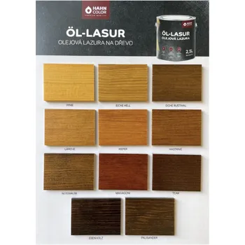 Olej na dřevo Hahn Color OLEJOVÁ LAZURA - vzorník