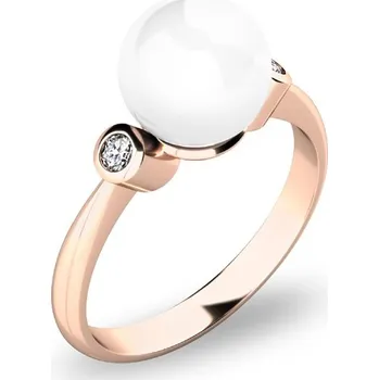 Oblečení a móda Dámský prsten růžové zlato 585/1000 přírodní diamant 0.054 ct perla a brilianty 10867-CV-FW velikost 60